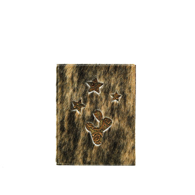 Large Notepad Cover - Exotic Brindle w/ Leather Decal-Large Notepad Cover-Western-Cowhide-Bags-Handmade-Products-Gifts-Dancing Cactus Designs