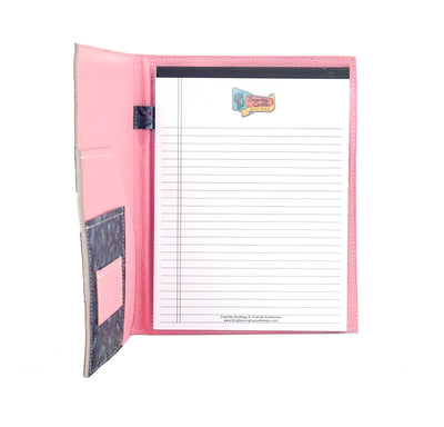 Large Notepad Cover - Light Brindle w/ Rio Roses-Large Notepad Cover-Western-Cowhide-Bags-Handmade-Products-Gifts-Dancing Cactus Designs