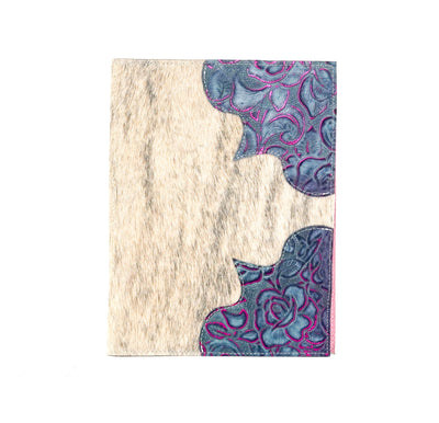 Large Notepad Cover - Light Brindle w/ Rio Roses-Large Notepad Cover-Western-Cowhide-Bags-Handmade-Products-Gifts-Dancing Cactus Designs