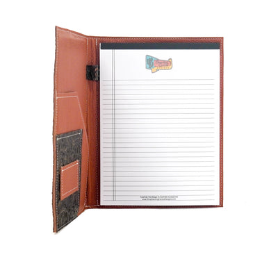 Large Notepad Cover - Longhorn w/ Gold Rush Tool-Large Notepad Cover-Western-Cowhide-Bags-Handmade-Products-Gifts-Dancing Cactus Designs