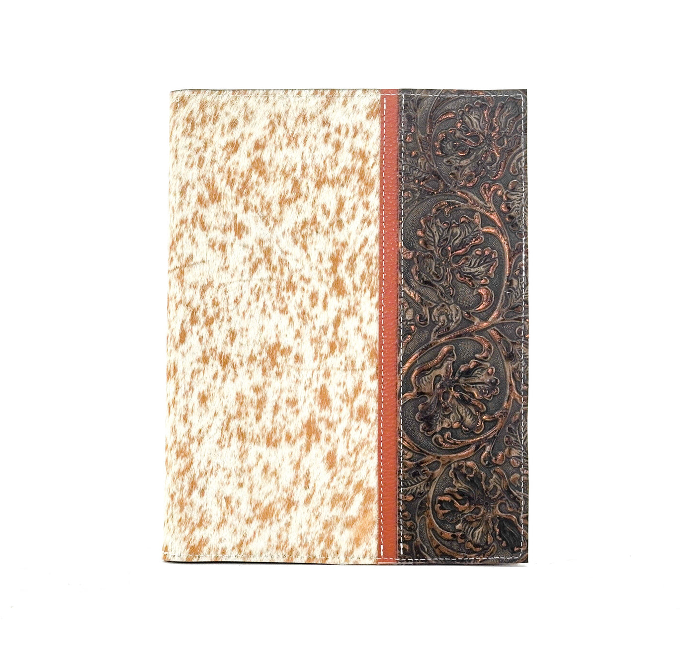 Large Notepad Cover - Longhorn w/ Gold Rush Tool-Large Notepad Cover-Western-Cowhide-Bags-Handmade-Products-Gifts-Dancing Cactus Designs