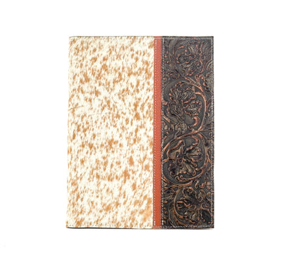 Large Notepad Cover - Longhorn w/ Gold Rush Tool-Large Notepad Cover-Western-Cowhide-Bags-Handmade-Products-Gifts-Dancing Cactus Designs