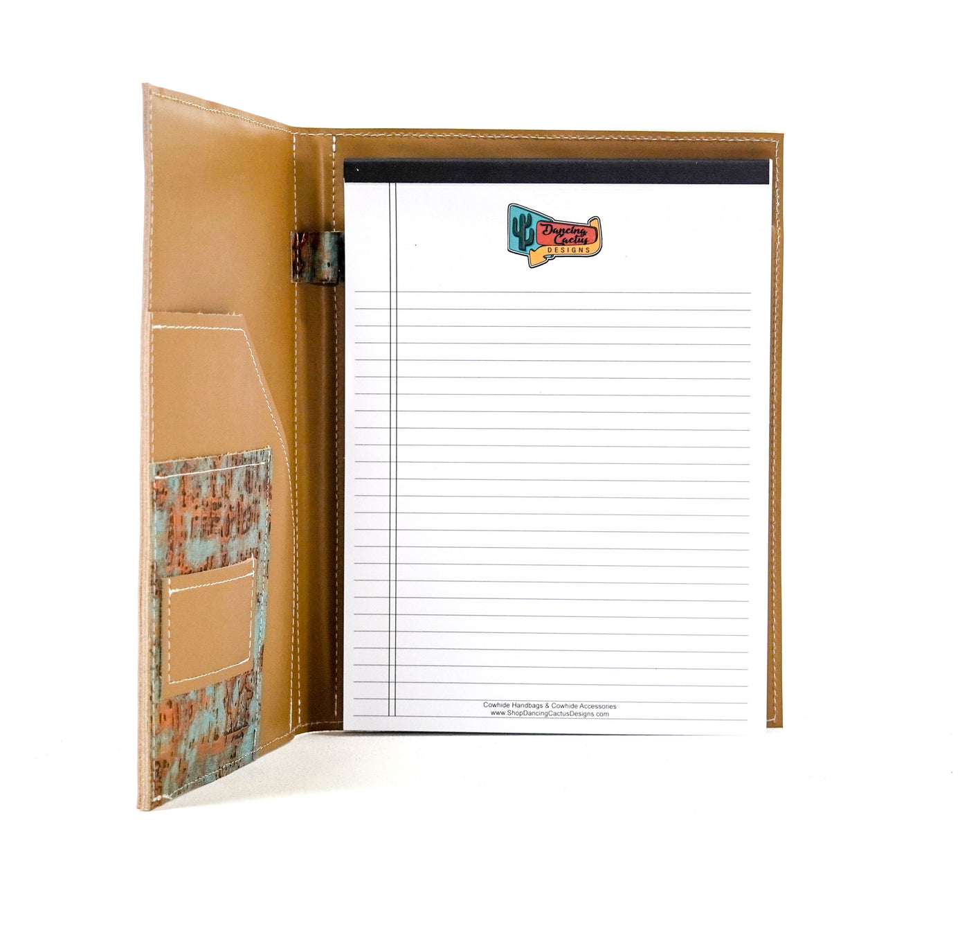 Large Notepad Cover - Smooth Latte Leather w/ Patina Driftwood-Large Notepad Cover-Western-Cowhide-Bags-Handmade-Products-Gifts-Dancing Cactus Designs