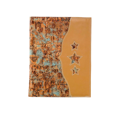 Large Notepad Cover - Smooth Latte Leather w/ Patina Driftwood-Large Notepad Cover-Western-Cowhide-Bags-Handmade-Products-Gifts-Dancing Cactus Designs