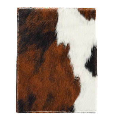 Large Notepad Cover - Tricolor w/ Burnt Brands-Large Notepad Cover-Western-Cowhide-Bags-Handmade-Products-Gifts-Dancing Cactus Designs