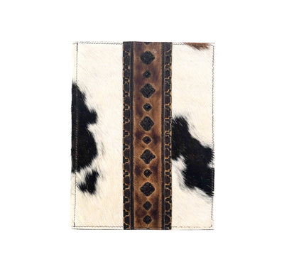 Large Notepad Cover - Tricolor w/ Cowboy Navajo-Large Notepad Cover-Western-Cowhide-Bags-Handmade-Products-Gifts-Dancing Cactus Designs