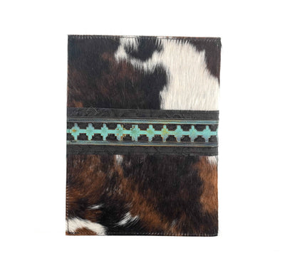 Large Notepad Cover - Tricolor w/ Dream Girl Navajo-Large Notepad Cover-Western-Cowhide-Bags-Handmade-Products-Gifts-Dancing Cactus Designs