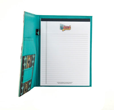 Large Notepad Cover - Tricolor w/ Dream Girl Navajo-Large Notepad Cover-Western-Cowhide-Bags-Handmade-Products-Gifts-Dancing Cactus Designs