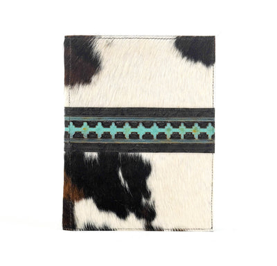 Large Notepad Cover - Tricolor w/ Dream Girl Navajo-Large Notepad Cover-Western-Cowhide-Bags-Handmade-Products-Gifts-Dancing Cactus Designs