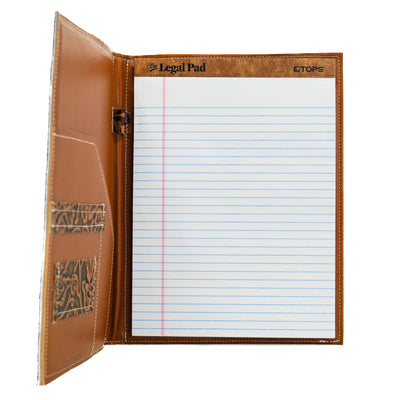 Large Notepad Cover - Tricolor w/ Honey Tool-Large Notepad Cover-Western-Cowhide-Bags-Handmade-Products-Gifts-Dancing Cactus Designs