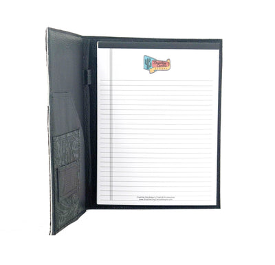 Large Notepad Cover - Tricolor w/ Onyx Denver Tool-Large Notepad Cover-Western-Cowhide-Bags-Handmade-Products-Gifts-Dancing Cactus Designs