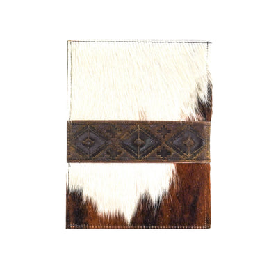 Large Notepad Cover - Tricolor w/ Walnut Navajo-Large Notepad Cover-Western-Cowhide-Bags-Handmade-Products-Gifts-Dancing Cactus Designs