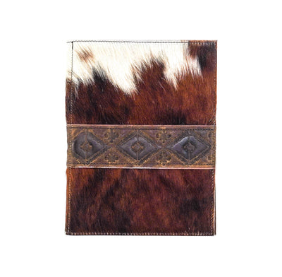 Large Notepad Cover - Tricolor w/ Walnut Navajo-Large Notepad Cover-Western-Cowhide-Bags-Handmade-Products-Gifts-Dancing Cactus Designs