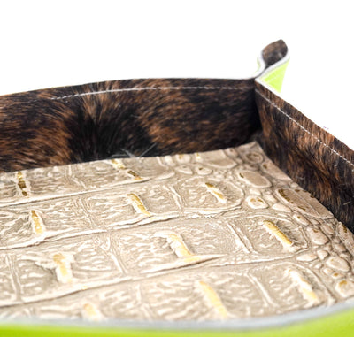 Large Tray - Lime Green Leather w/ Ivory Jumbo Croc-Large Tray-Western-Cowhide-Bags-Handmade-Products-Gifts-Dancing Cactus Designs