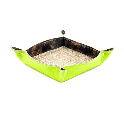 Large Tray - Lime Green Leather w/ Ivory Jumbo Croc-Large Tray-Western-Cowhide-Bags-Handmade-Products-Gifts-Dancing Cactus Designs