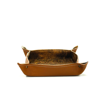 Large Tray - Pebbled Caramel Leather w/ Wyoming Tool-Large Tray-Western-Cowhide-Bags-Handmade-Products-Gifts-Dancing Cactus Designs