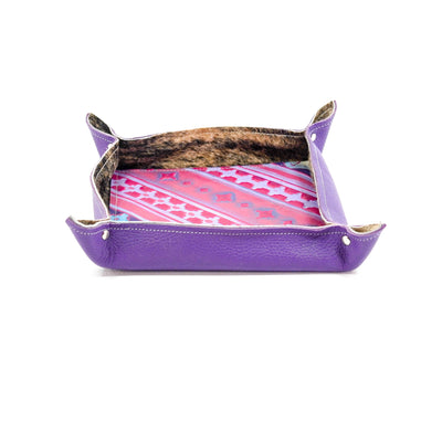Large Tray - Purple Leather w/ Unicorn Navajo-Large Tray-Western-Cowhide-Bags-Handmade-Products-Gifts-Dancing Cactus Designs