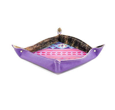 Large Tray - Purple Leather w/ Unicorn Navajo-Large Tray-Western-Cowhide-Bags-Handmade-Products-Gifts-Dancing Cactus Designs