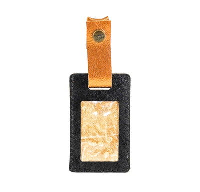 Luggage Tag - Black Glitter w/ Wyoming Tool-Luggage Tag-Western-Cowhide-Bags-Handmade-Products-Gifts-Dancing Cactus Designs