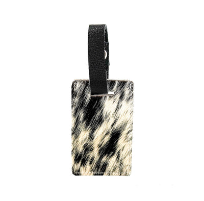 Luggage Tag - Black & White w/ Midnight Rain Skulls-Luggage Tag-Western-Cowhide-Bags-Handmade-Products-Gifts-Dancing Cactus Designs