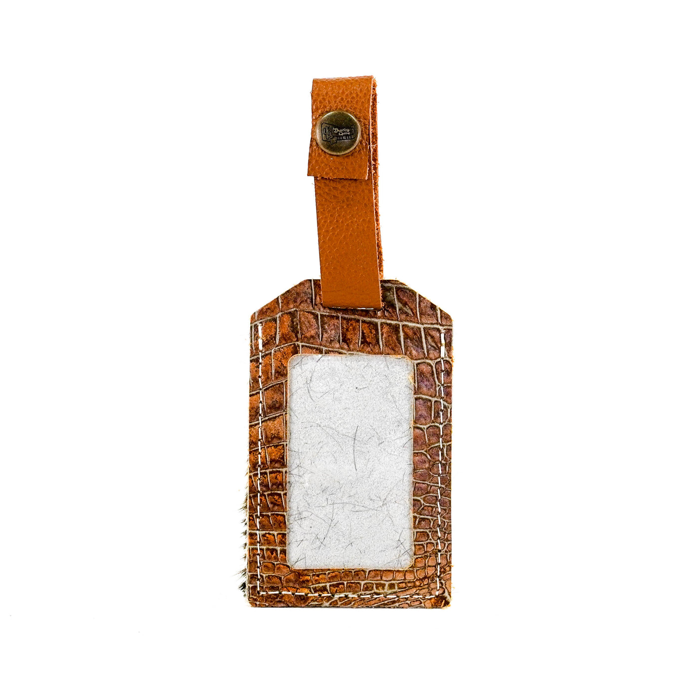Luggage Tag - Brindle w/ Brandy Croc-Luggage Tag-Western-Cowhide-Bags-Handmade-Products-Gifts-Dancing Cactus Designs