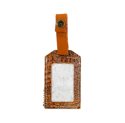 Luggage Tag - Brindle w/ Brandy Croc-Luggage Tag-Western-Cowhide-Bags-Handmade-Products-Gifts-Dancing Cactus Designs