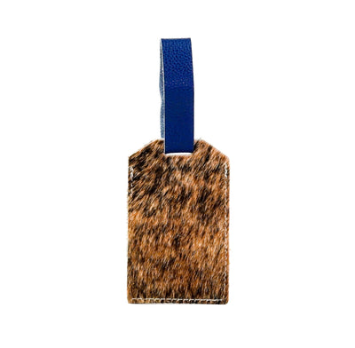 Luggage Tag - Brindle w/ Sapphire Tool-Luggage Tag-Western-Cowhide-Bags-Handmade-Products-Gifts-Dancing Cactus Designs