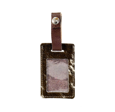 Luggage Tag - Chocolate & White w/ Mint Chocolate Skulls-Luggage Tag-Western-Cowhide-Bags-Handmade-Products-Gifts-Dancing Cactus Designs