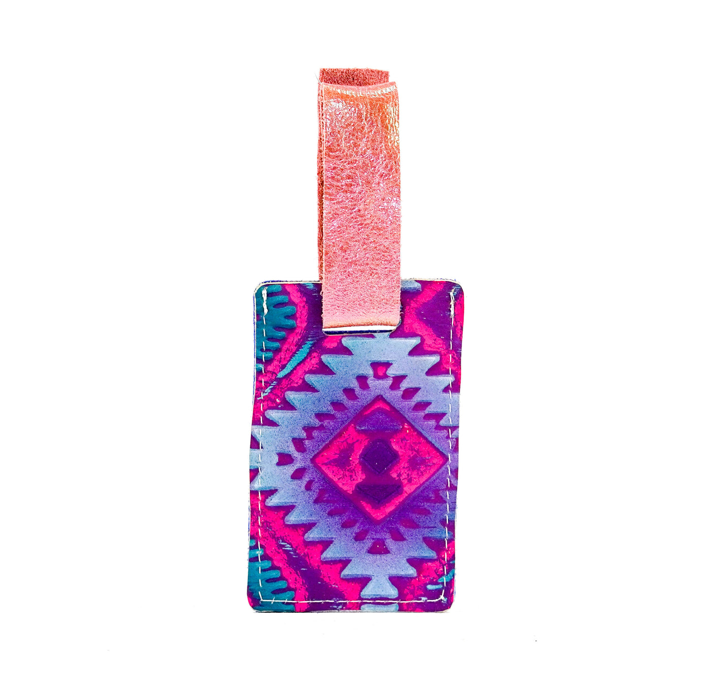 Luggage Tag - Iridescent Shimmer w/ Rio Aztec-Luggage Tag-Western-Cowhide-Bags-Handmade-Products-Gifts-Dancing Cactus Designs