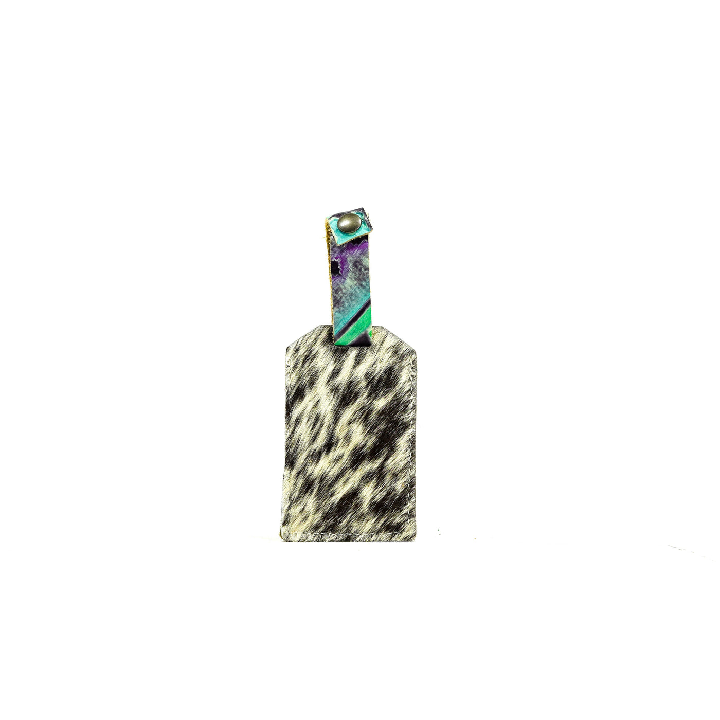 Luggage Tag - Salt & Pepper w/ 90's Party Navajo-Luggage Tag-Western-Cowhide-Bags-Handmade-Products-Gifts-Dancing Cactus Designs