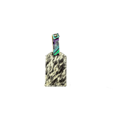 Luggage Tag - Salt & Pepper w/ 90's Party Navajo-Luggage Tag-Western-Cowhide-Bags-Handmade-Products-Gifts-Dancing Cactus Designs