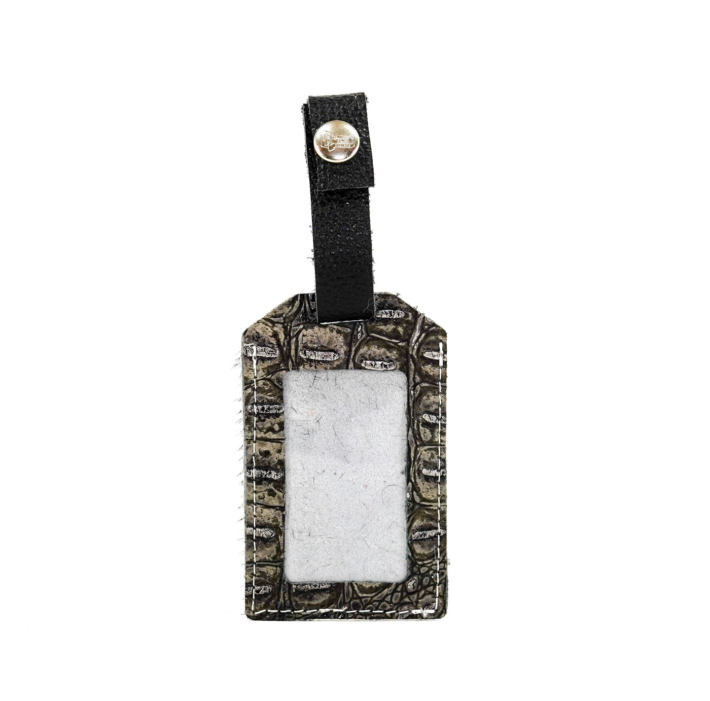 Luggage Tag - Salt & Pepper w/ Smoke Show Croc-Luggage Tag-Western-Cowhide-Bags-Handmade-Products-Gifts-Dancing Cactus Designs