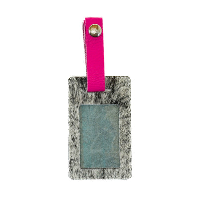 Luggage Tag - Salt/Pepper w/ Rio Roses-Luggage Tag-Western-Cowhide-Bags-Handmade-Products-Gifts-Dancing Cactus Designs