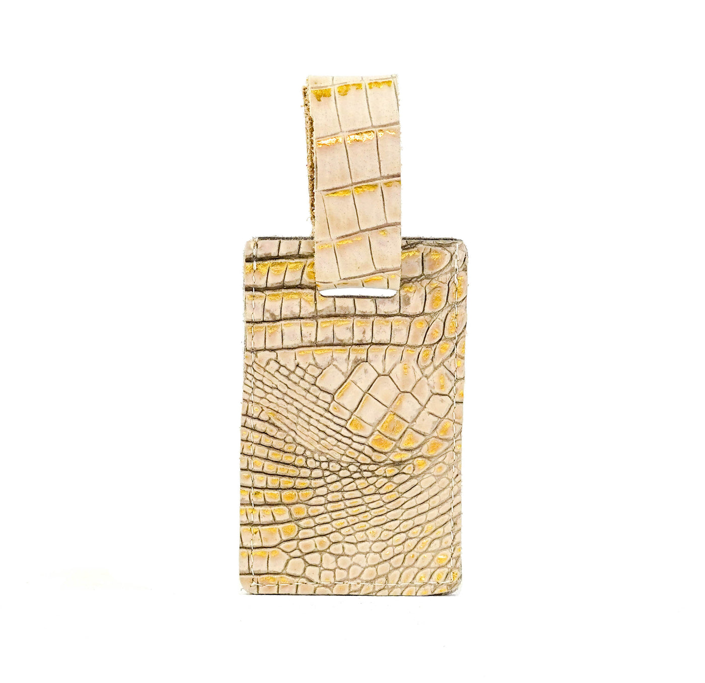 Luggage Tag - Silver Glitter w/ Ivory Croc-Luggage Tag-Western-Cowhide-Bags-Handmade-Products-Gifts-Dancing Cactus Designs