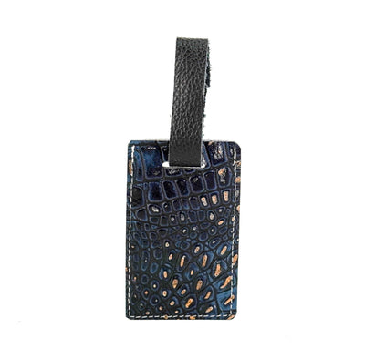 Luggage Tag - Tricolor w/ Midnight Croc-Luggage Tag-Western-Cowhide-Bags-Handmade-Products-Gifts-Dancing Cactus Designs
