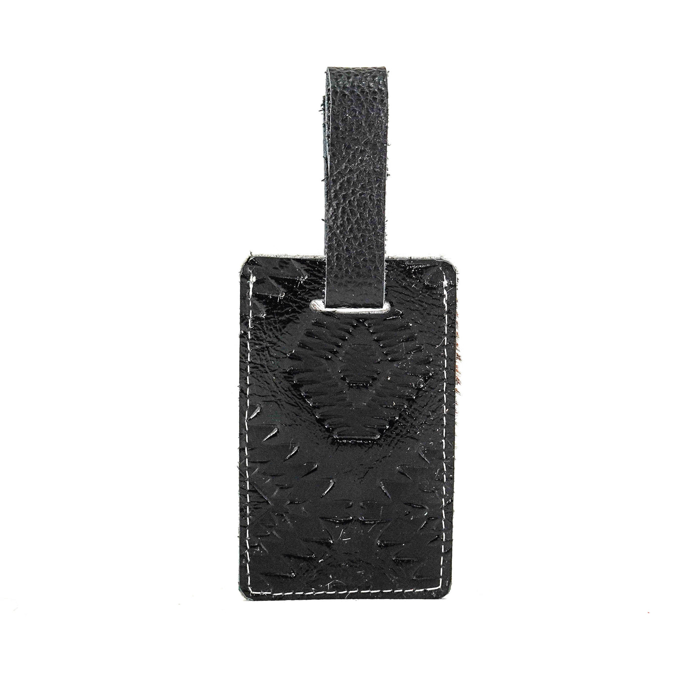 Luggage Tag - Tricolor w/ Onyx Aztec-Luggage Tag-Western-Cowhide-Bags-Handmade-Products-Gifts-Dancing Cactus Designs
