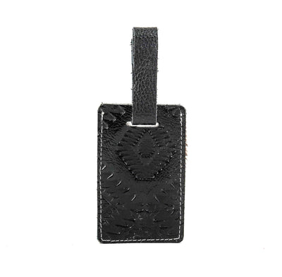 Luggage Tag - Tricolor w/ Onyx Aztec-Luggage Tag-Western-Cowhide-Bags-Handmade-Products-Gifts-Dancing Cactus Designs