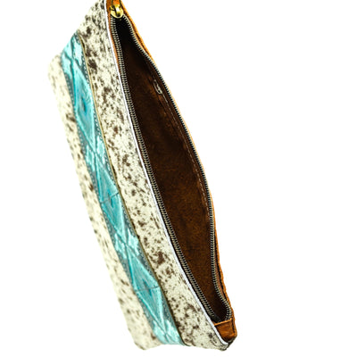 Mega Organizer - Chocolate Speckles w/ Turquoise Matrix Navajo-Mega Organizer-Western-Cowhide-Bags-Handmade-Products-Gifts-Dancing Cactus Designs