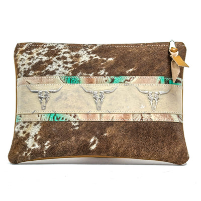 Mega Organizer - Dirty Longhorn w/ Ghost Skulls-Mega Organizer-Western-Cowhide-Bags-Handmade-Products-Gifts-Dancing Cactus Designs