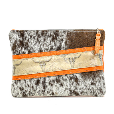 Mega Organizer - Dusty Longhorn w/ Ghost Skulls-Mega Organizer-Western-Cowhide-Bags-Handmade-Products-Gifts-Dancing Cactus Designs