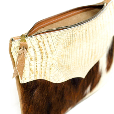 Mega Organizer - Tricolor w/ Ivory Croc-Mega Organizer-Western-Cowhide-Bags-Handmade-Products-Gifts-Dancing Cactus Designs
