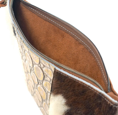 Mega Organizer - Tricolor w/ Ivory Jumbo Croc-Mega Organizer-Western-Cowhide-Bags-Handmade-Products-Gifts-Dancing Cactus Designs