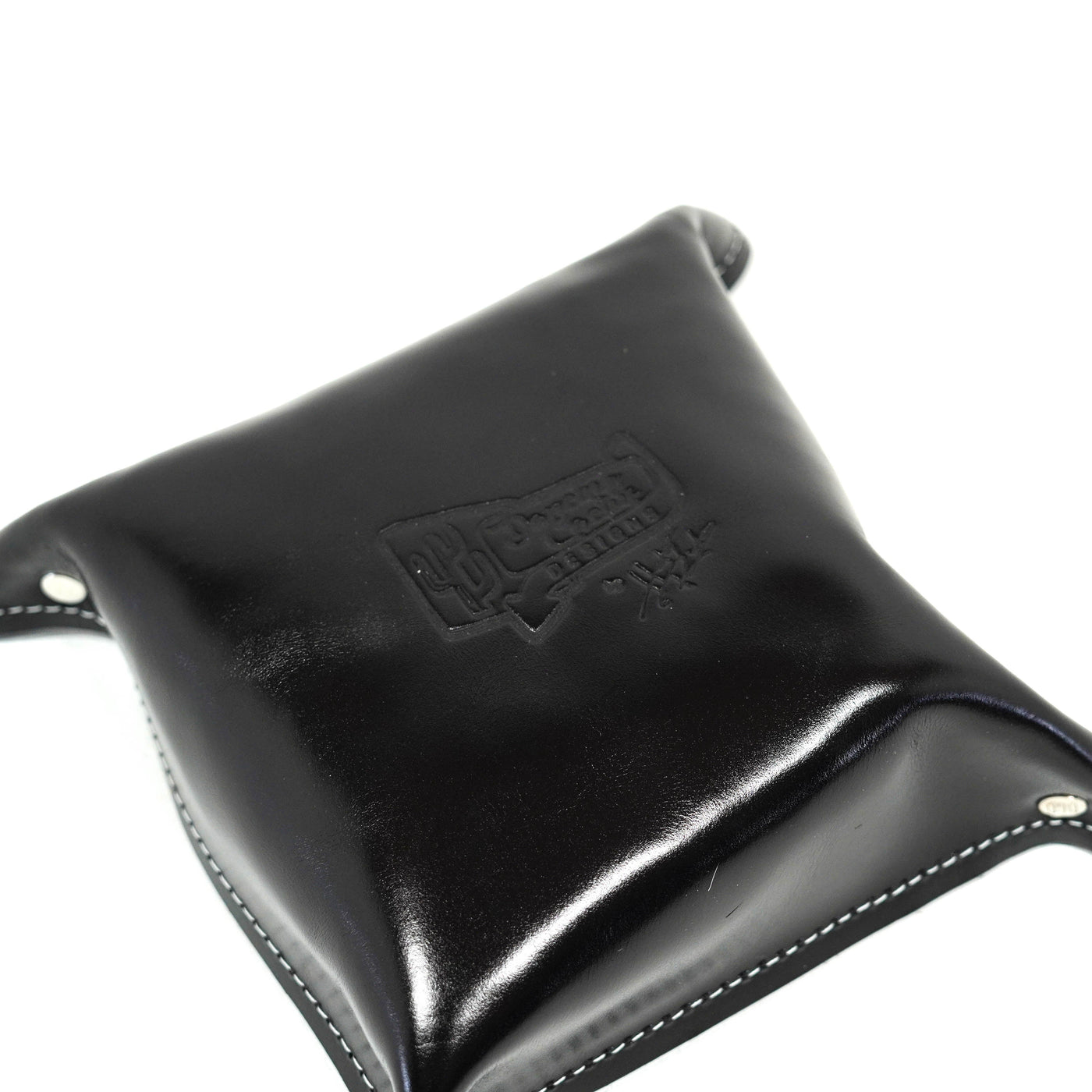 Mini Tray - Glossed Black Leather w/ Salt N' Pepper-Mini Tray-Western-Cowhide-Bags-Handmade-Products-Gifts-Dancing Cactus Designs