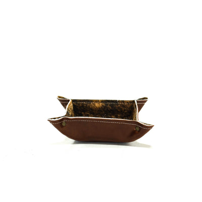Mini Tray - Glossed Chocolate Leather w/ Two-Tone Brindle-Mini Tray-Western-Cowhide-Bags-Handmade-Products-Gifts-Dancing Cactus Designs
