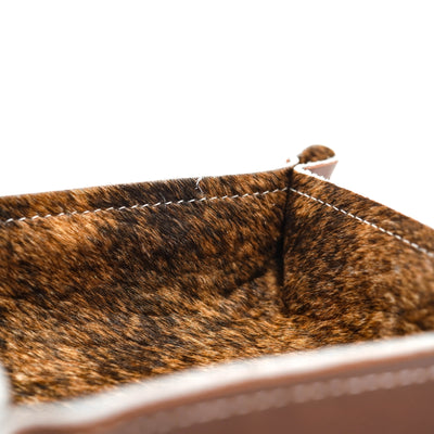 Mini Tray - Glossed Chocolate Leather w/ Two-Tone Brindle-Mini Tray-Western-Cowhide-Bags-Handmade-Products-Gifts-Dancing Cactus Designs