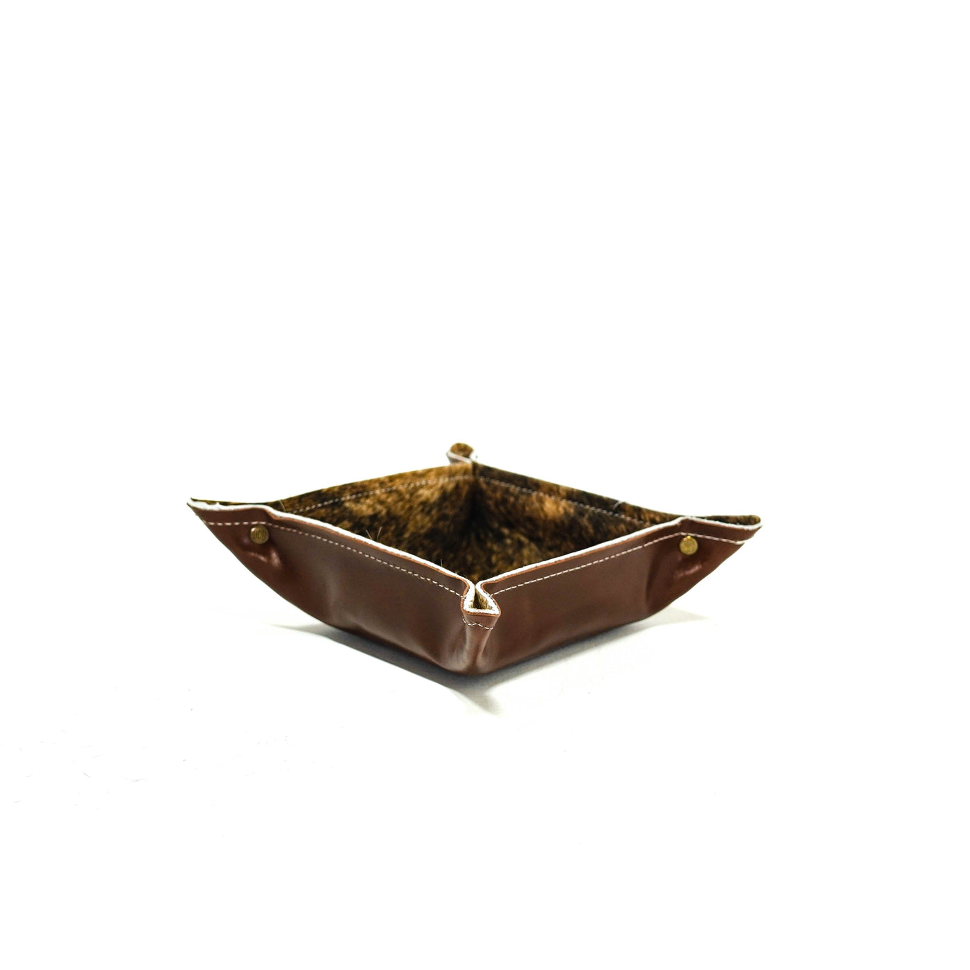 Mini Tray - Glossed Chocolate Leather w/ Two-Tone Brindle-Mini Tray-Western-Cowhide-Bags-Handmade-Products-Gifts-Dancing Cactus Designs