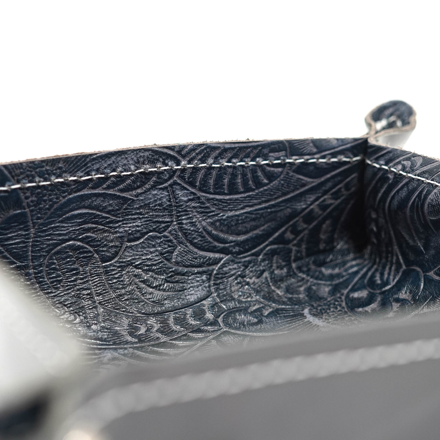 Mini Tray - Glossed Lead Leather w/ Blue Jean Tool-Mini Tray-Western-Cowhide-Bags-Handmade-Products-Gifts-Dancing Cactus Designs
