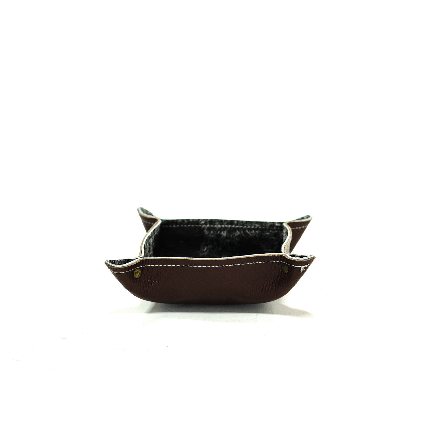 Mini Tray - Pebbled Chocolate Leather w/ Salt N' Pepper-Mini Tray-Western-Cowhide-Bags-Handmade-Products-Gifts-Dancing Cactus Designs