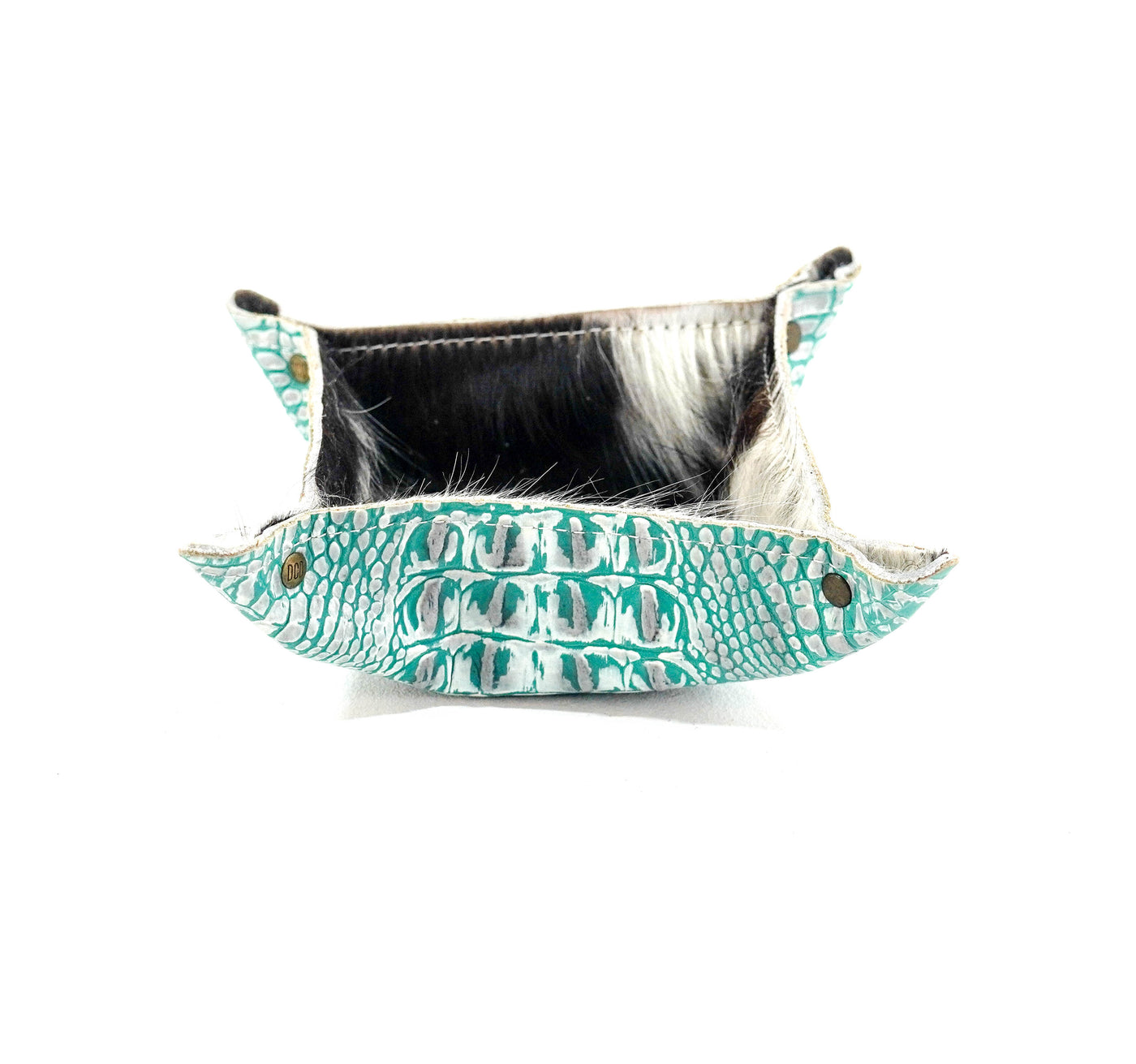 Mini Tray - Tricolor w/ Turquoise Sand Croc-Mini Tray-Western-Cowhide-Bags-Handmade-Products-Gifts-Dancing Cactus Designs
