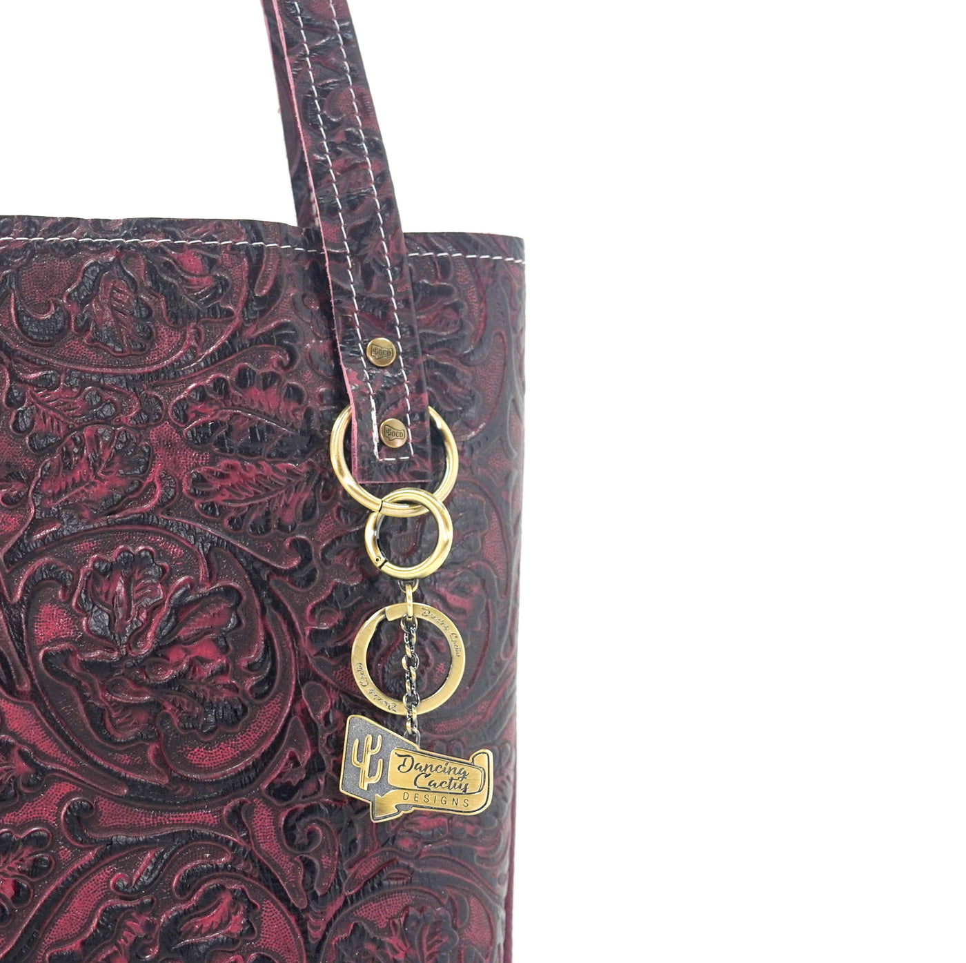 Mini Trisha - All Embossed w/ Burgundy Tool-Mini Trisha-Western-Cowhide-Bags-Handmade-Products-Gifts-Dancing Cactus Designs
